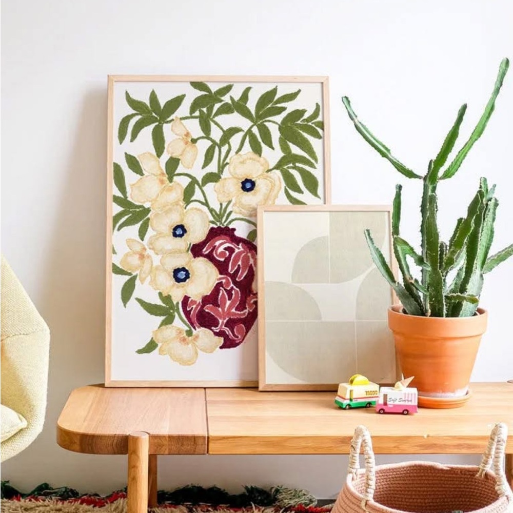 NEW La Poire Floral Art Print with Green and Red Accents